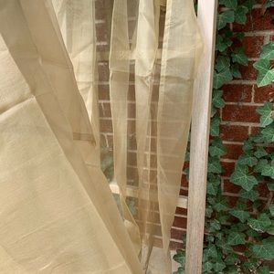 SOLD. 4 gold silk organza sheers. Ethan Allen 96”